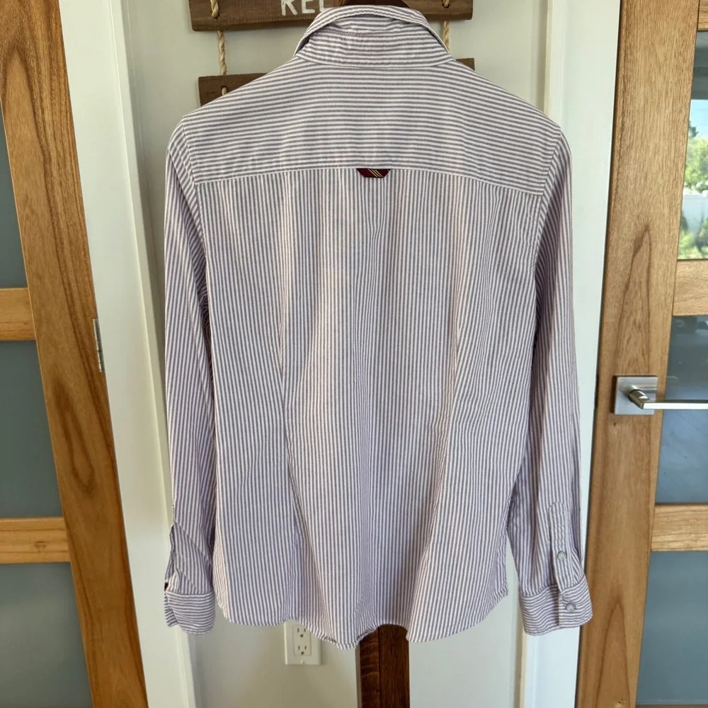 Brooks Brothers (Red Fleece) Stripe Button Down Oxford Shirt Purple White 12 EUC